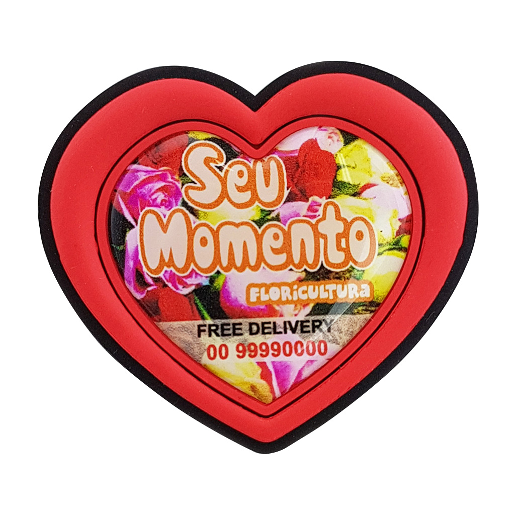 Ímã de Geladeira Coração com a sua logo