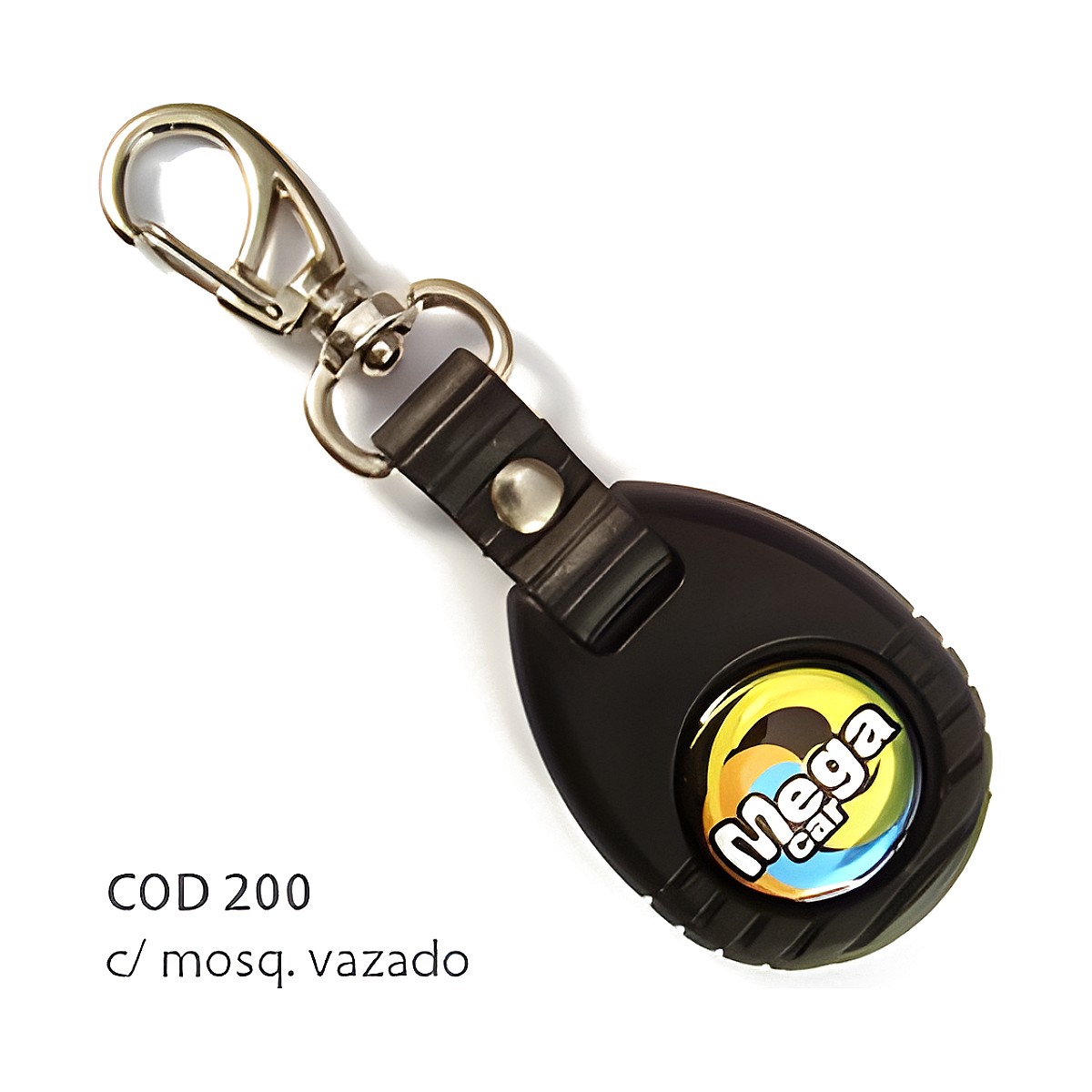 Chaveiro Emborrachado Preto Fosco com a sua logo