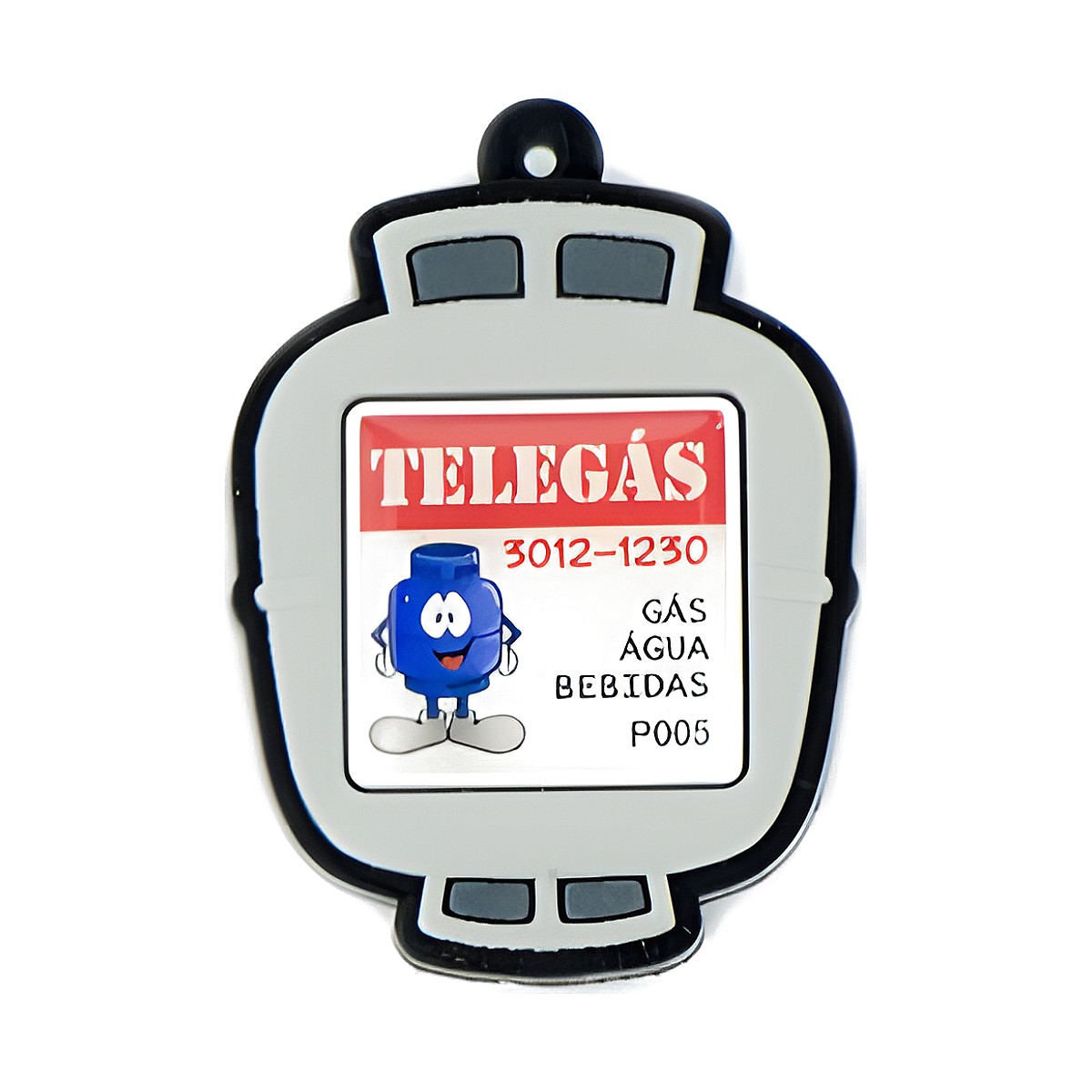 Chaveiro Emborrachado Botija de Gás com a sua logo